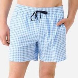 NWT Southern Tide Baldwin Gingham Swim Trunks in Ocean Channel Size Medium